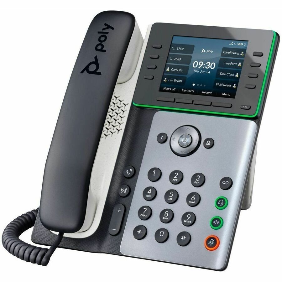 Poly Edge E500 IP Phone - Corded - Corded - Desktop - Black - TAA Compliant - Image 2