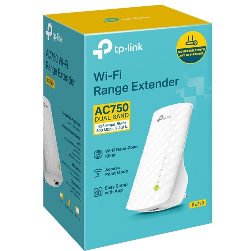 TP-Link RE220 - Dual Band IEEE 802.11ac 750 Mbit/s Wireless Range Extender - Image 2