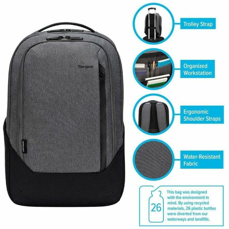 Targus Cypress Hero TBB58602GL Carrying Case (Backpack) for 15.6" to 16" Notebook - Gray - Image 6