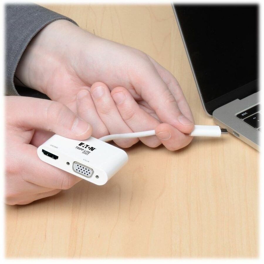 Eaton Tripp Lite Series USB-C Multiport Adapter (M/2xF) - 4K HDMI, VGA, White - Image 5