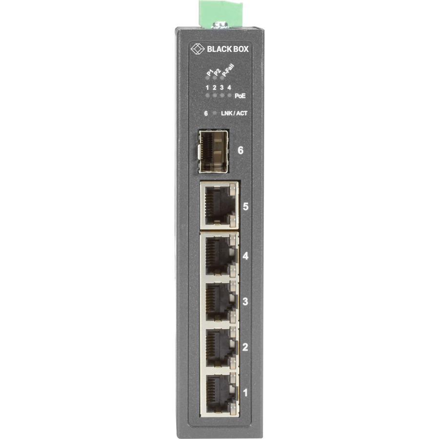 Black Box Industrial Ethernet PoE+ Switch - Unmanaged, Extreme Temperature, 6-Port - Image 2