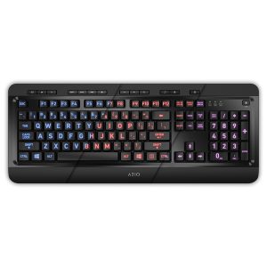 Azio KB505U KB505U Vision USB Wired Computer Keyboard for PC, Large Print, 3-Color Backlight, Black