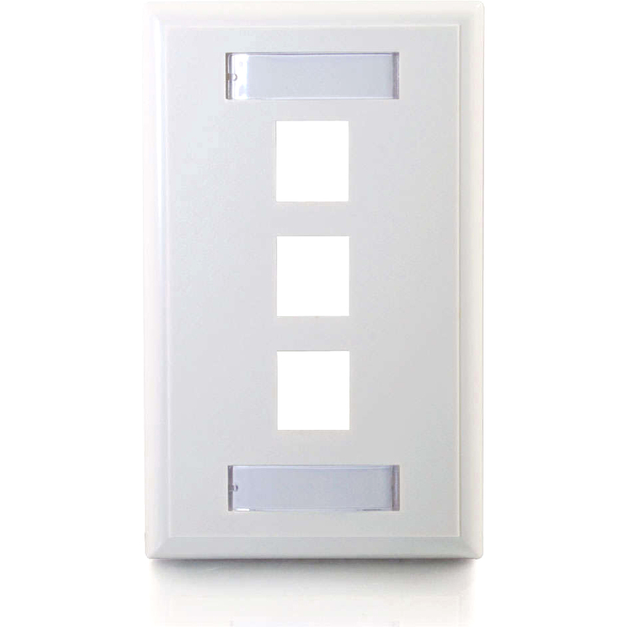 C2G 3-Port Single Gang Multimedia Keystone Wall Plate - White - Image 2