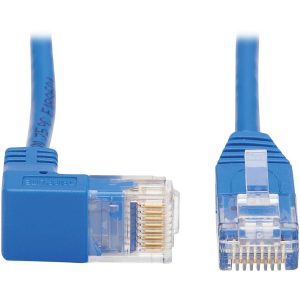 Eaton Tripp Lite Series Down-Angle Cat6 Gigabit Molded Slim UTP Ethernet Cable (RJ45 Right-Angle Down M to RJ45 M), Blue, 3 ft. (0.91 m)