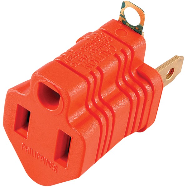 GE 14404 Polarized Grounding Adapter Plug, Orange, 2 Count, 14404