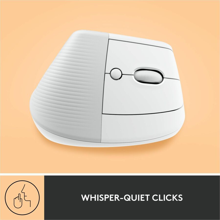 Logitech Lift Vertical Ergonomic Mouse, Wireless, Bluetooth or Logi Bolt USB receiver, Quiet clicks, 4 buttons, Off-white - Image 7