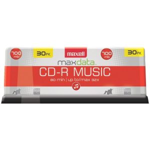 Maxell 625335 MaxData CD-R Music 32x 80-Minute Blank Discs on Spindle (30 Pack)