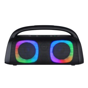 IQ Sound IQ-3540BT Bluetooth Boom Box Speaker with FM Radio, RGB Light Show, and Remote, True Wireless, Black, IQ-3540BT