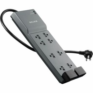 Belkin 8-Outlet Surge Protector - 6ft Cord - Right Angle Plug - 3550J - Telephone Protection - Grey (3-pack)