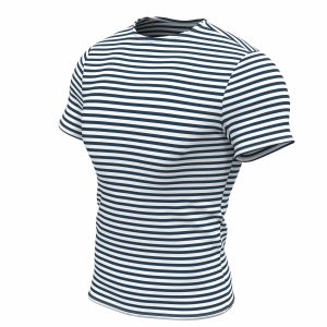 Genuine Striped Short Sleeved T-Shirt Top Cotton Sailor Shirt Navy Blue Original Telnyashka L