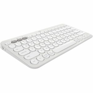 Logitech Pebble Keys 2 K380s, Multi-Device Bluetooth Wireless Keyboard with Customizable Shortcuts, Tonal White