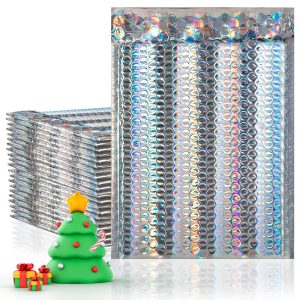 Bubble Mailers 7x11 Padded Envelopes 7 x 11. Pack of 25 Glamour Holographic Cushion Envelopes. Exterior Size 8x11. Colored Design. Holo Metallic
