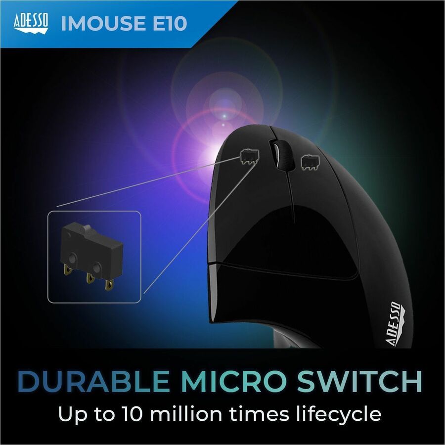 Adesso iMouse E10 2.4 GHz RF Wireless Vertical Ergonomic Mouse - Image 6
