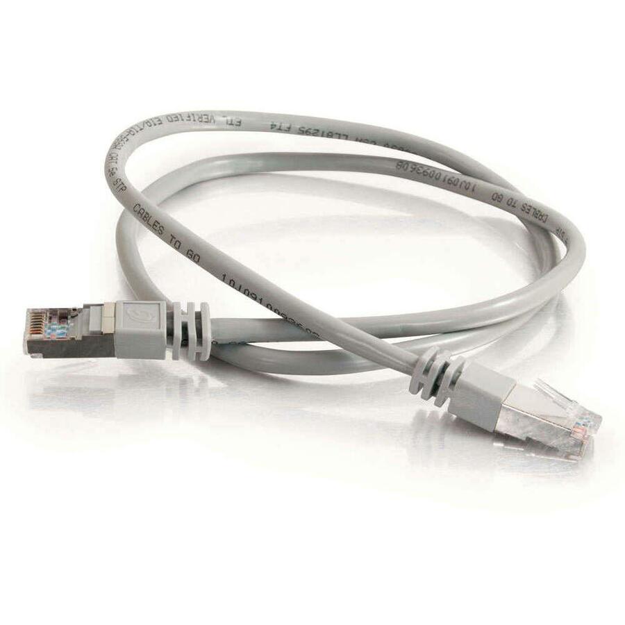 C2G-14ft Cat5e Molded Shielded (STP) Network Patch Cable - Gray - Image 2