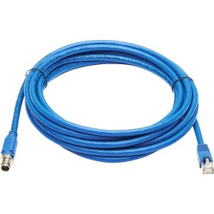 Eaton Tripp Lite Series M12 X-Code Cat6a 10G F/UTP CMR-LP Shielded Ethernet Cable (M12 M/RJ45 M), IP68, PoE, Blue, 10 m (32.8 ft.), TAA