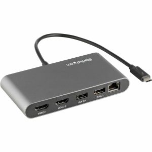 StarTech.com Thunderbolt 3 Mini Dock - Portable Dual Monitor TB3 Laptop Docking Station HDMI 4K 60Hz - 2x USB-A & GbE - 28cm (11") cable