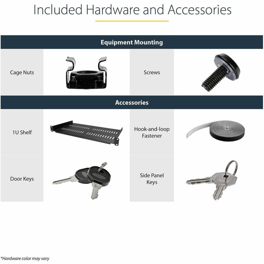StarTech.com 4-Post 12U Wall Mount Network Cabinet, 19" Hinged Wall-Mounted Server Rack for IT Equipment, Flexible Lockable Rack Enclosure - Image 6