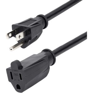 StarTech.com 15ft (4.5m) Power Extension Cord, NEMA5-15R to NEMA5-15P Black Extension Cord, 13A 125V, 16AWG, Computer Power Extension Cable