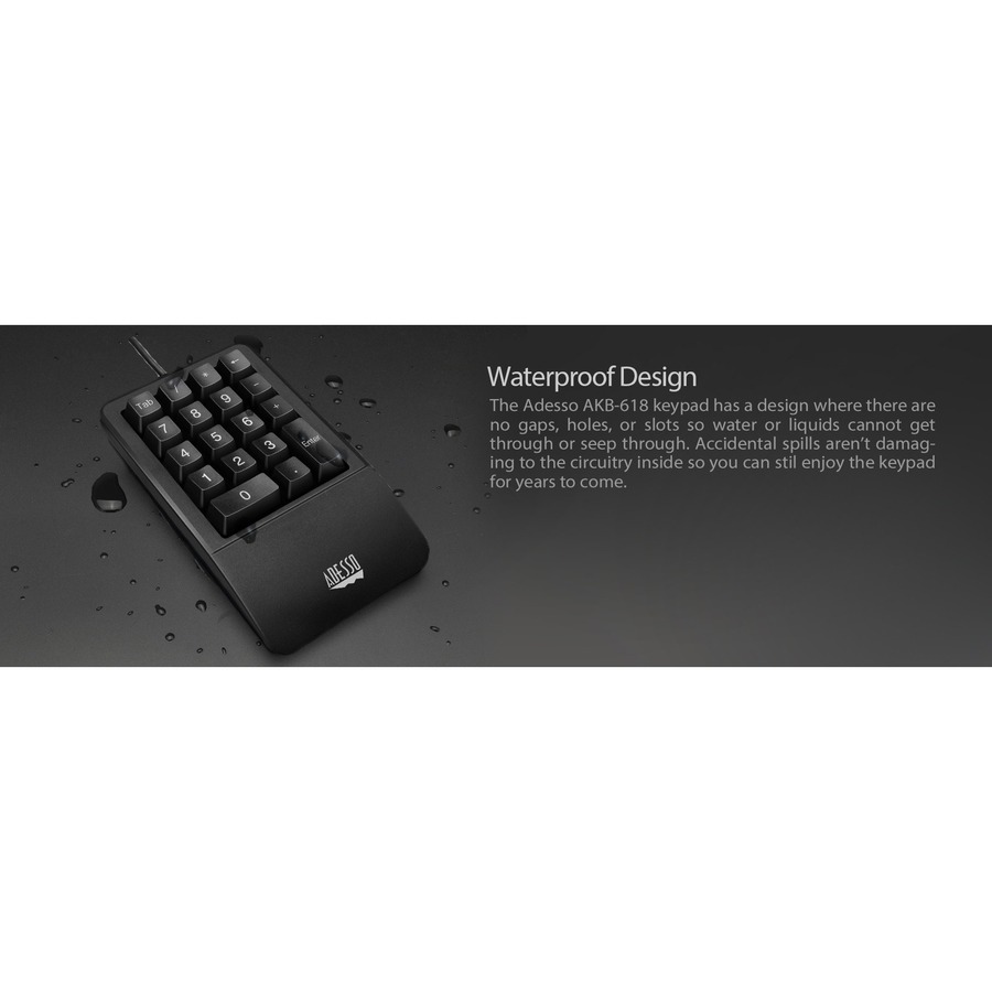 Adesso Antimicrobial Waterproof Numeric Keypad with Wrist Rest Support - Image 6
