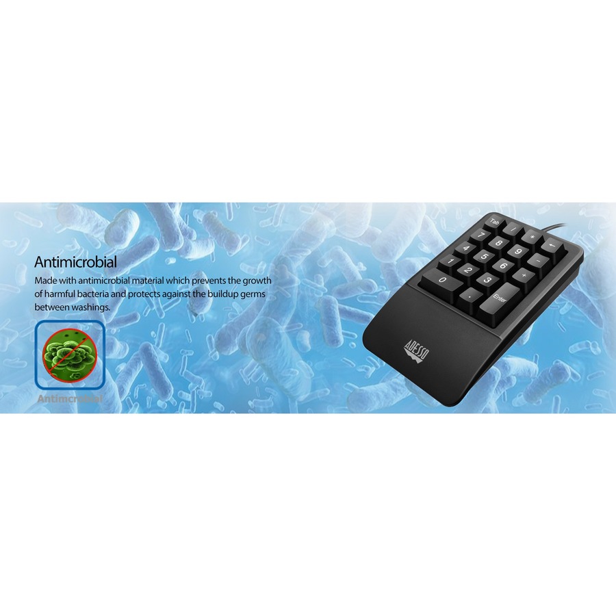 Adesso Antimicrobial Waterproof Numeric Keypad with Wrist Rest Support - Image 8