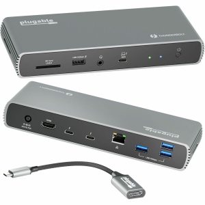 Plugable Thunderbolt 4 Dock with 100W Charging, Thunderbolt Certified, 3x Thunderbolt Ports