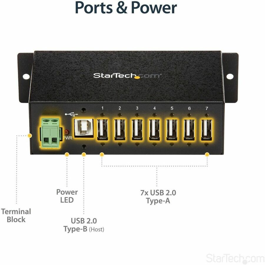 StarTech.com Mountable Rugged Industrial 7 Port USB 2.0 Hub - Image 5