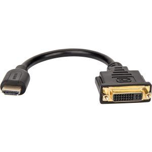 Rocstor Premium 8in HDMI to DVI-D Video Adapter F/M- HDMI Female to DVI Male for Computers, Monitors, Notebook, Video Device - 8" - 1 Retail Pack - 1 x HDMI Female - 1 x DVI-D (24+1) Male - Gold Platted - Shielding - Black CABLE HDMI FEMALE TO DVI-D MALE ADAPTER