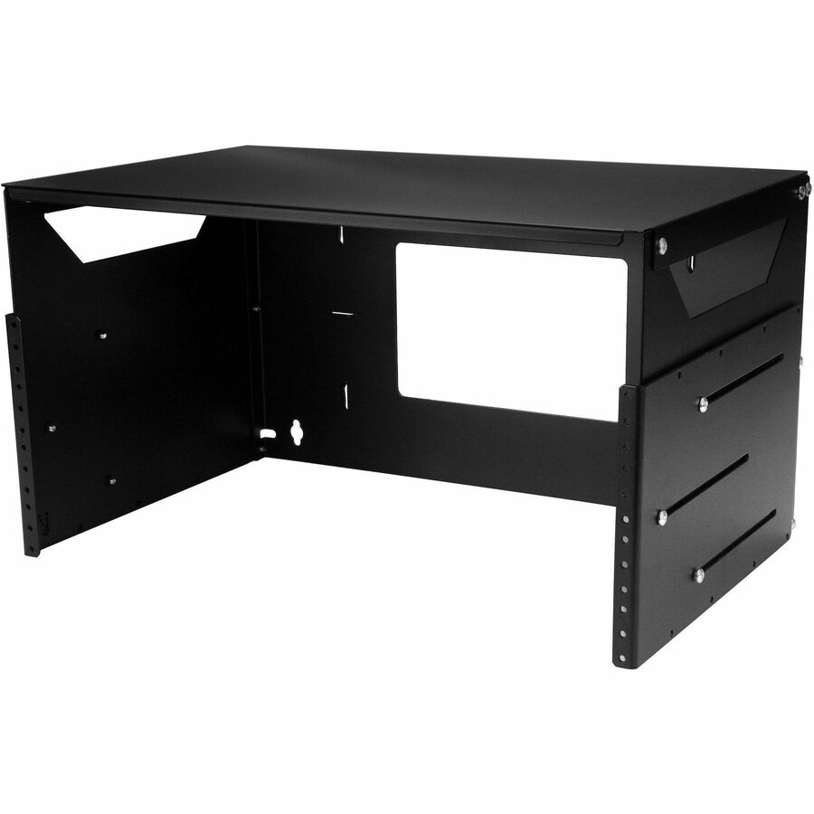 StarTech.com 2-Post 4U Open Frame Wall Mount Network Rack with Built-in Shelf and Adjustable Depth, Computer Rack for IT Equipment, TAA~ - Image 7