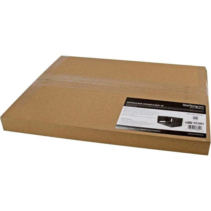 StarTech.com 2-Post 4U Open Frame Wall Mount Network Rack with Built-in Shelf and Adjustable Depth, Computer Rack for IT Equipment, TAA~ - Image 8