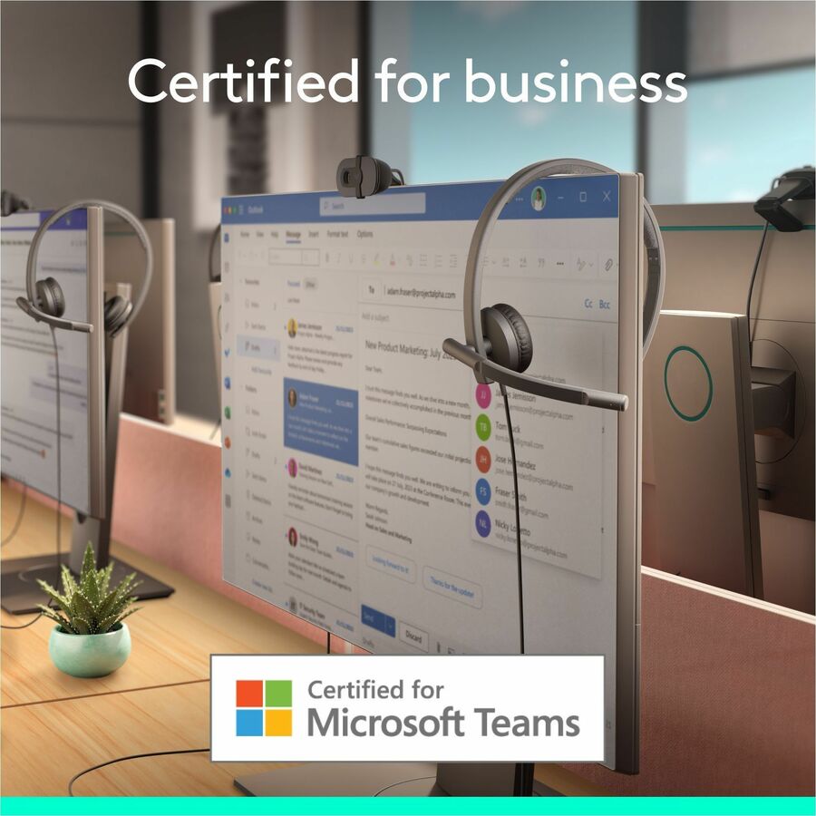 Logitech H570e USB Wired Stereo Headset, USB-A, Noise-Canceling Mics, Inline Controls, Certified for Microsoft Teams, Black - Image 2