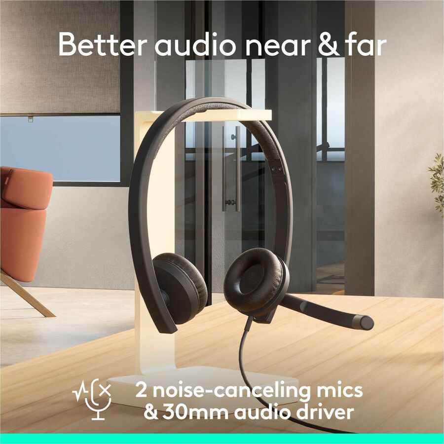 Logitech H570e USB Wired Stereo Headset, USB-A, Noise-Canceling Mics, Inline Controls, Certified for Microsoft Teams, Black - Image 3