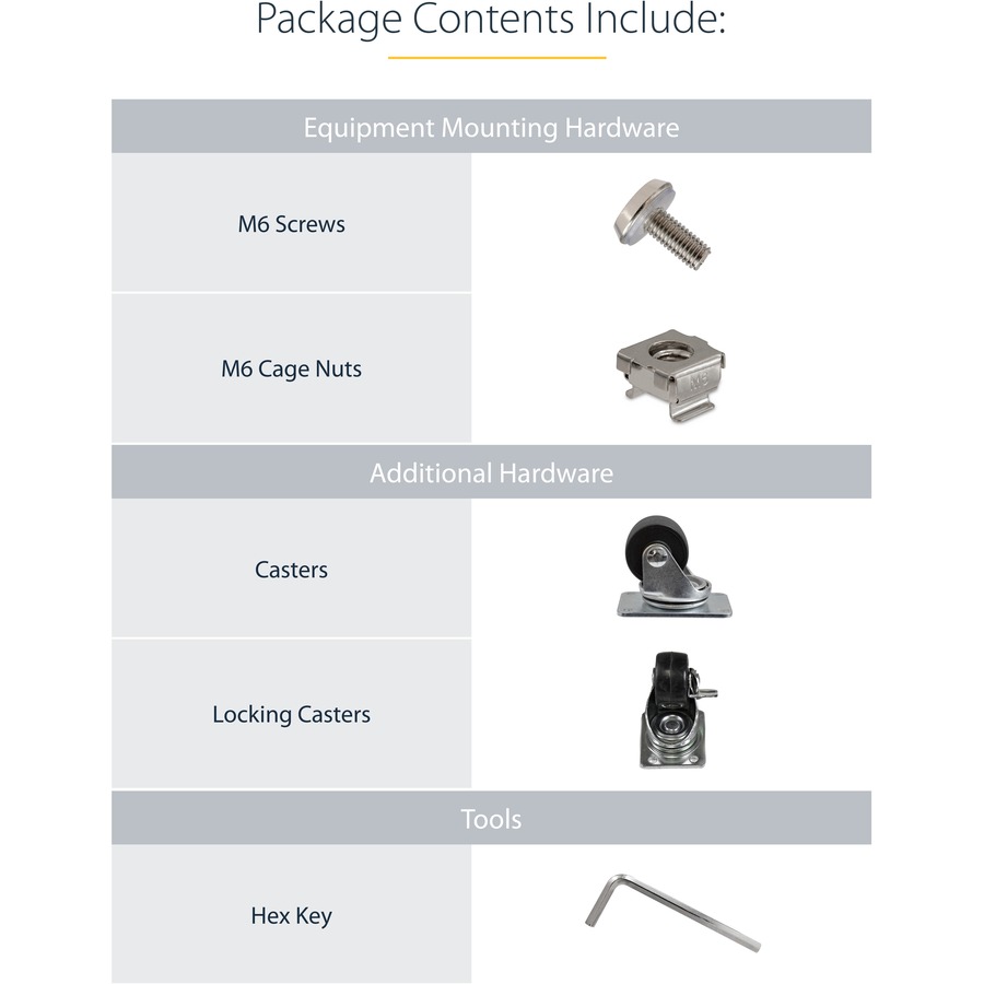 StarTech.com 2-Post 42U Mobile Open Frame Server Rack, Two Post 19in Network Rack with Casters, Rolling Open Rack for AV/Data/IT Equipment - Image 8