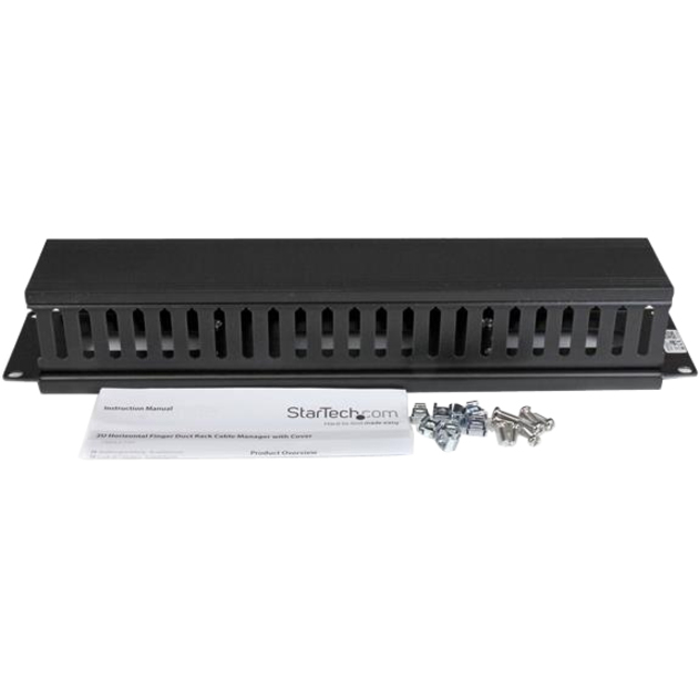StarTech.com 2U Horizontal Finger Duct Rack Cable Management Panel with Cover - Image 9