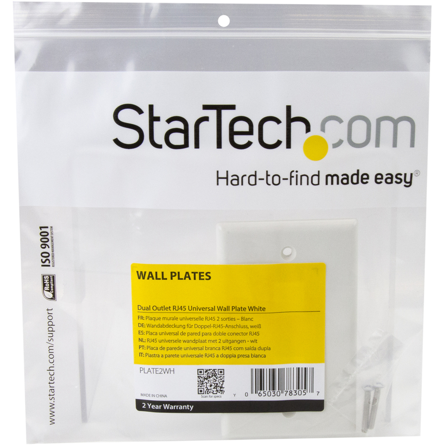 StarTech.com Dual Outlet RJ45 Universal Wall Plate White - Image 3