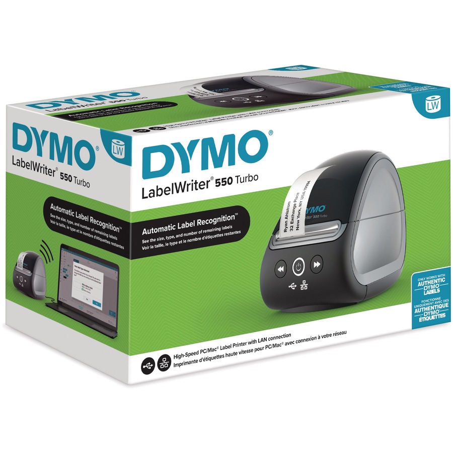 Dymo LabelWriter 550 Direct Thermal Printer - Monochrome - Label Print - Ethernet - USB - USB Host - Black - Image 2