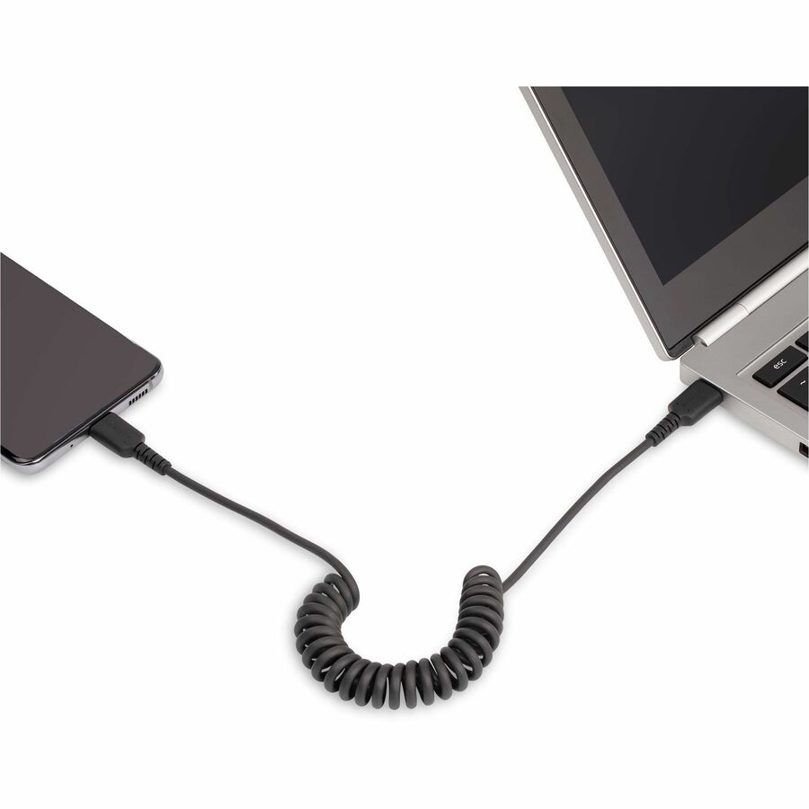 StarTech.com 20in (50cm) USB C Charging Cable, Coiled Heavy Duty Fast Charge & Sync USB-C Cable, High Quality USB 2.0 Type-C Cable, Black - Image 7