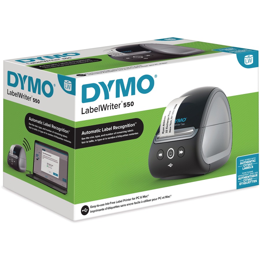 Dymo LabelWriter 550 Direct Thermal Printer - Monochrome - Label Print - USB - USB Host - Black - Image 2