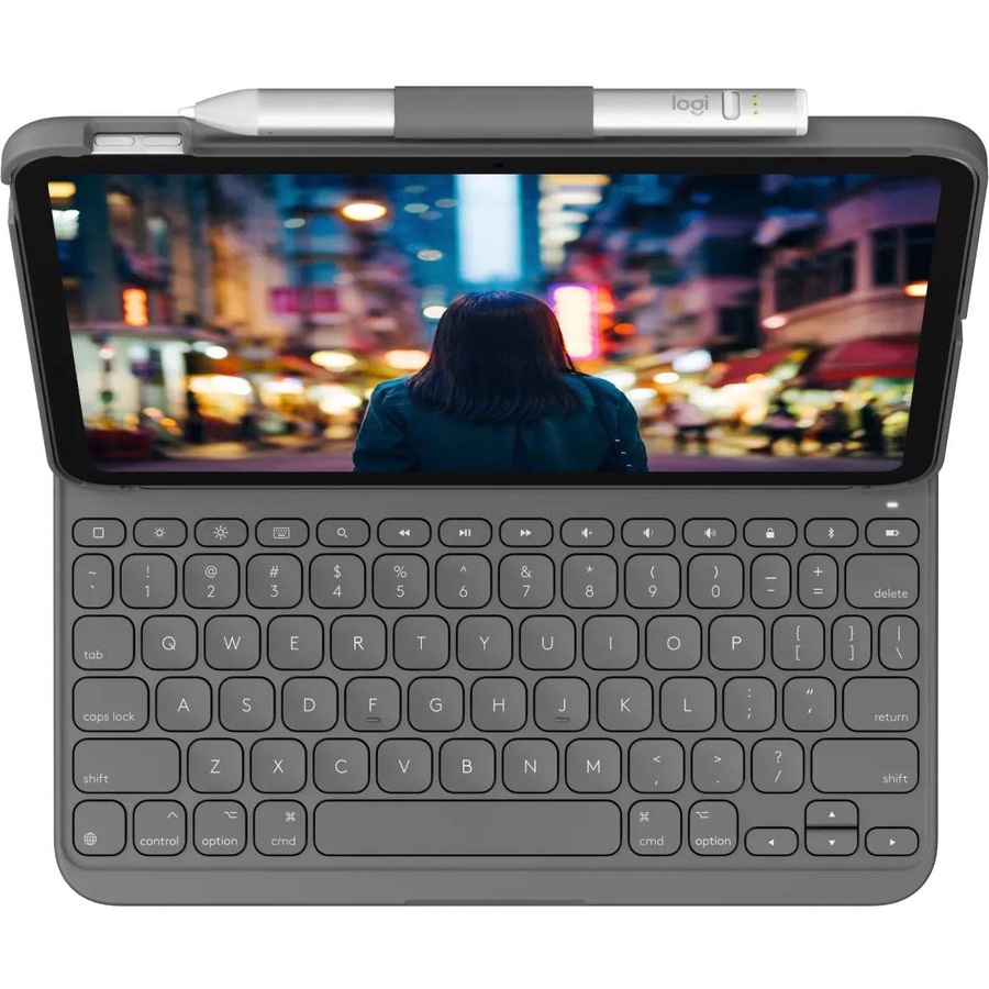 Logitech Slim Folio Carrying Case for 10.9" Apple, Logitech iPad (10th Generation) Tablet - Oxford Gray - Image 3