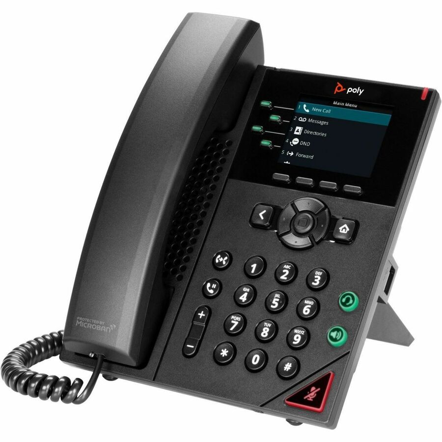 Poly VVX 250 IP Phone - Corded - Corded - Desktop, Wall Mountable - Black - Image 2
