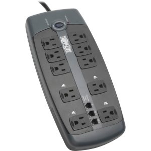 Eaton Tripp Lite Series Protect It! 10-Outlet Surge Protector, 8 ft. (2.43 m) Cord with Right-Angle Plug, 2395 Joules, Tel/DSL Protection, Black Housing