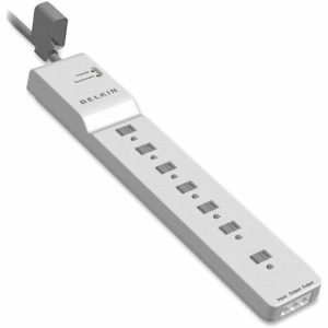 Belkin 7-Outlet Surge Protector - 12ft Cord - Right Angle Plug - 2320J - White