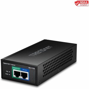 TRENDnet Gigabit PoE++ Injector, Supplies PoE (15.4W), PoE+ (30W), or PoE++ (60W), Network A PoE Device Up To 100m(328 ft), Supports IEEE 802.3af,802.at, Plug & Play, Black, TPE-117GI