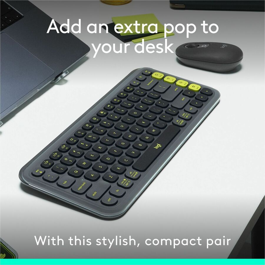 Logitech POP ICON COMBO, Bluetooth Keyboard and Mouse Combo, Comfortable Typing, Programmable Keys and Buttons, Quiet Clicks (Graphite & Green) - Image 2