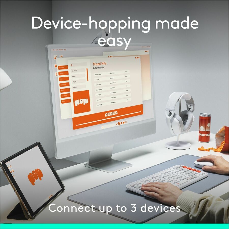 Logitech POP ICON COMBO, Bluetooth Keyboard and Mouse Combo, Comfortable Typing, Programmable Keys and Buttons, Quiet Clicks (Graphite & Green) - Image 8