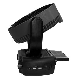 airbro RXF-50 RXF-50 Rechargeable 4-Band Radio, Bluetooth Speaker, 3-Speed Oscillating Fan, and LED Light with Solar Charging