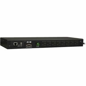 Eaton 1.4kW Single-Phase Monitored PDU with LX Platform Interface, 120V Outlets (8 5-15R), 5-15P, 12 ft. (3.66 m) Cord, 1U Rack-Mount, TAA