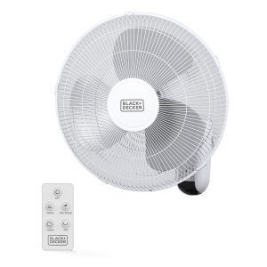 BLACK+DECKER BFWL16R BFWL16R 16-In. 3-Speed Oscillating Wall Fan with Remote, White
