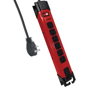 Digital Energy DEE1-1137 6-Outlet Metal Surge Protector Power Strip (Red, 15-Foot Cord)