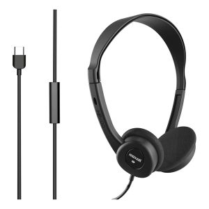 Maxell 197326 Wired On-Ear Lightweight Headphones with In-Line Mic, and USB-C Connector, DAC Chipset, HP-101
