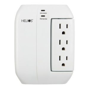 Helios AS-HP-5R 3-AC Swiveling Outlet, 2-AC Fixed Outlet, and 2-USB Port 450-Joules Surge Protector Wall Tap, AS-HP-5R